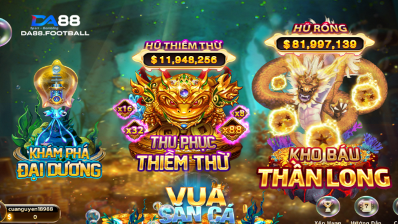Bắn Cá Ăn Thưởng Lớn Cùng Nhà Cái DA 88 4 Kho game đồ sộ đẳng cấp